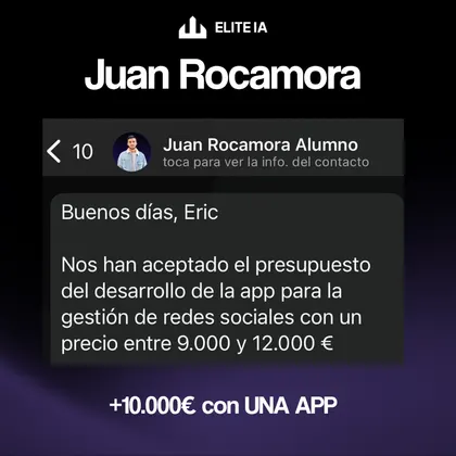 Juan Rocamora’s screenshot about an accepted quote for developing an application.